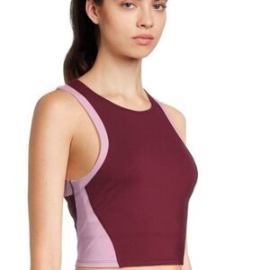 Women's Burgundy and Pink Crop Top